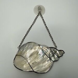 Vintage Mother Of Pearl Abalone Seashell Suncatcher Stained Glass Look